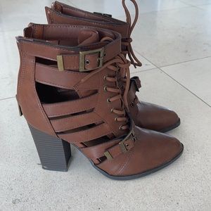 Booties brown vegan leather